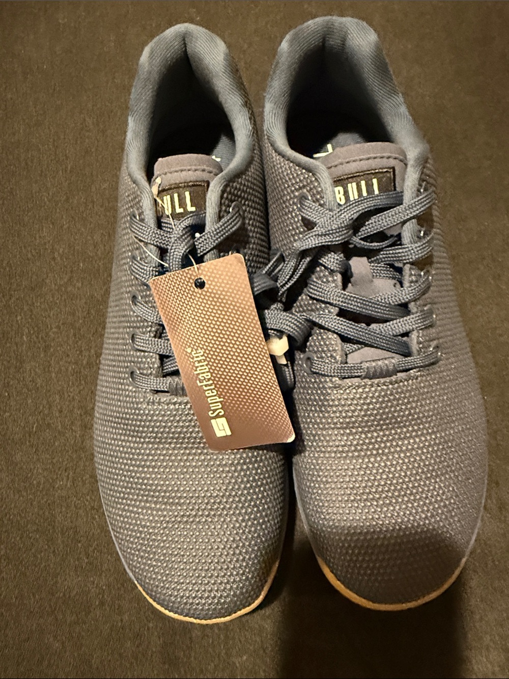 NOBULL Men's Gray Knit Athletic Shoes with Tan Trim